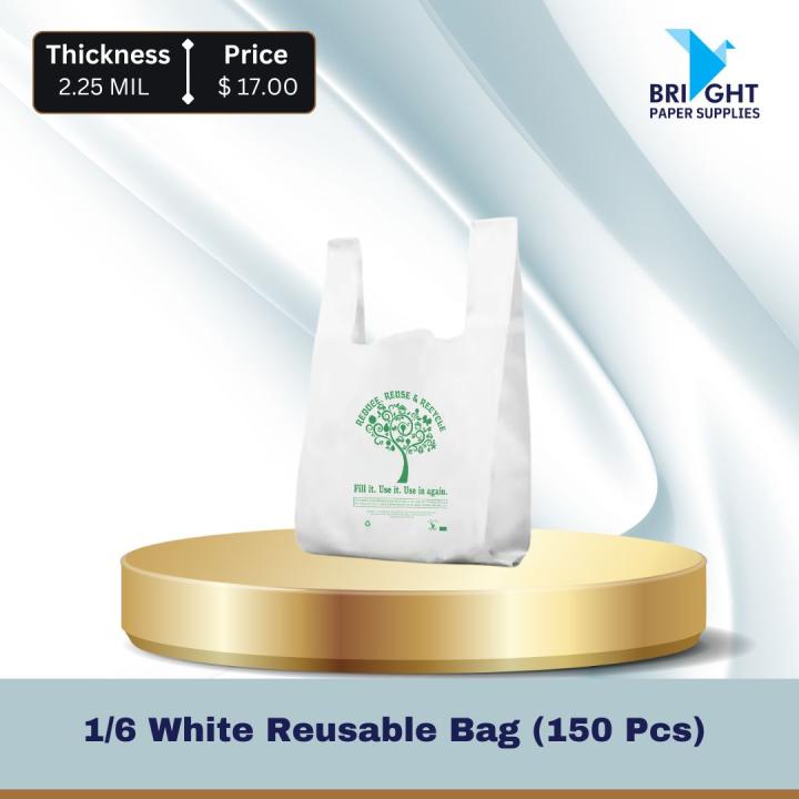 1/6 White Reusable Bag (150 Pcs)