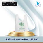 1/8 White Reusable Bag (250 Pcs)