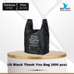 1/6 Black Thank You Bag (600 pcs)