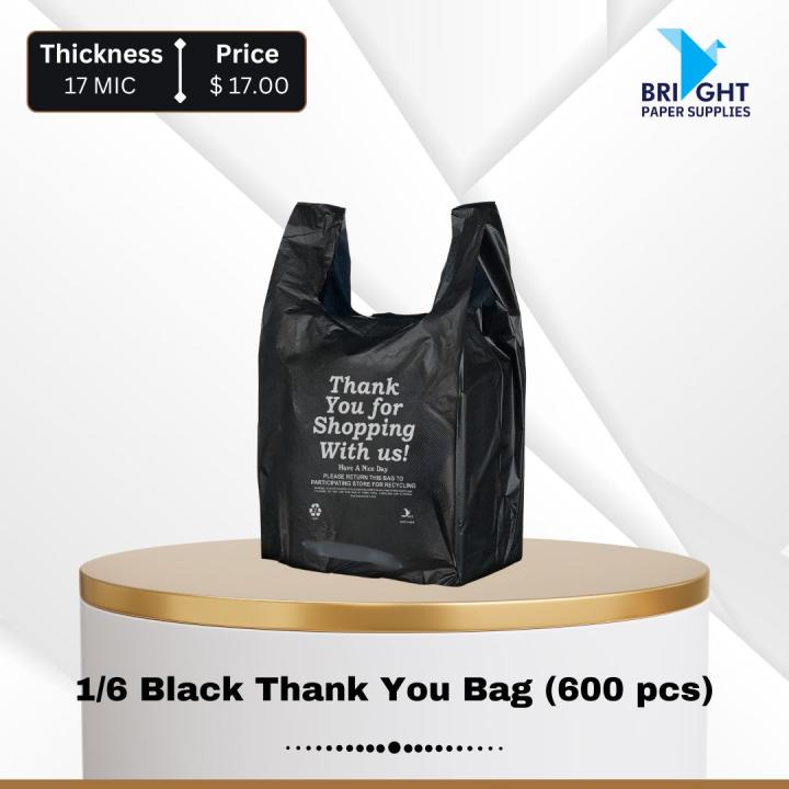 1/6 Black Thank You Bag (600 pcs)