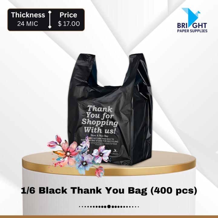 1/6 Black Thank You Bag (400 pcs)