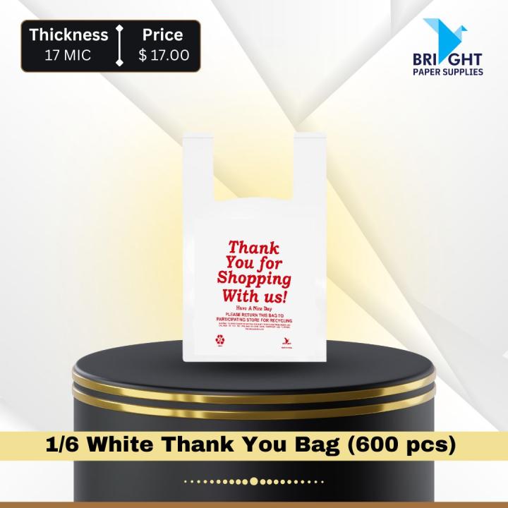 1/6 White Thank You Bag (600 pcs)